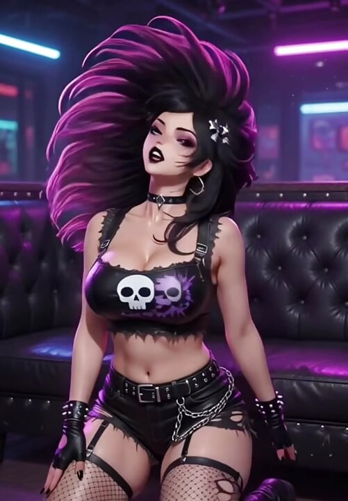 Anime Goth Punk Girl Black Hair Dirty Talk Big Tits First Person View