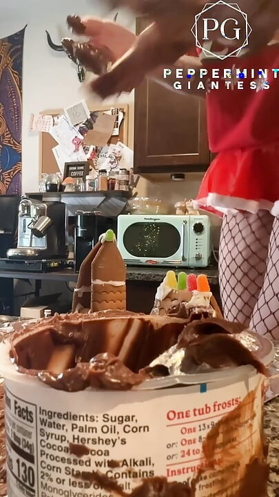 73 Giantess in 8-inch Heels Decorates a Gingerbread Village