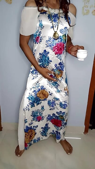 stepmom sexy satin gown and bra panty