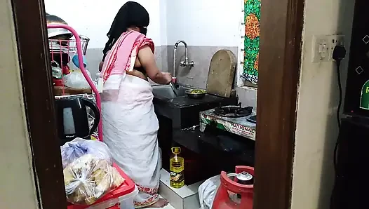 Indian Maid Fucked by the Owner While Cooking in Kitchen