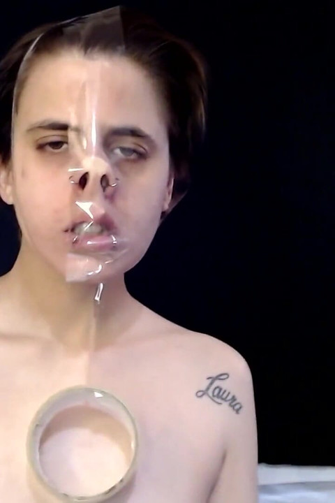 Self tape Bondage breath play walka strach panika usta nos