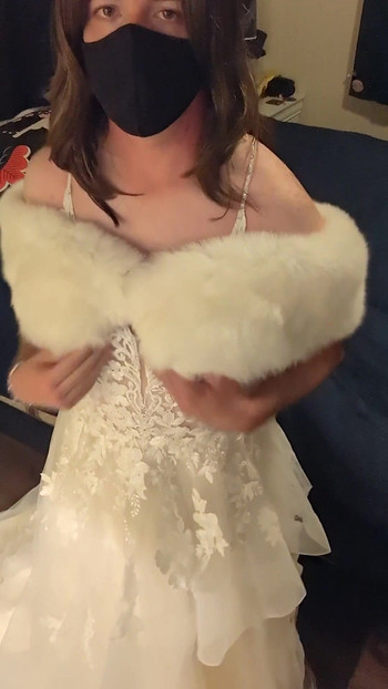 Emotional moment from "Making love to bride's luxurious wedding gown and white fur shawl"