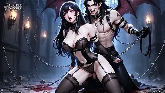 Goth Girl Bound by Vampire Lord - BDSM Monster Hentai