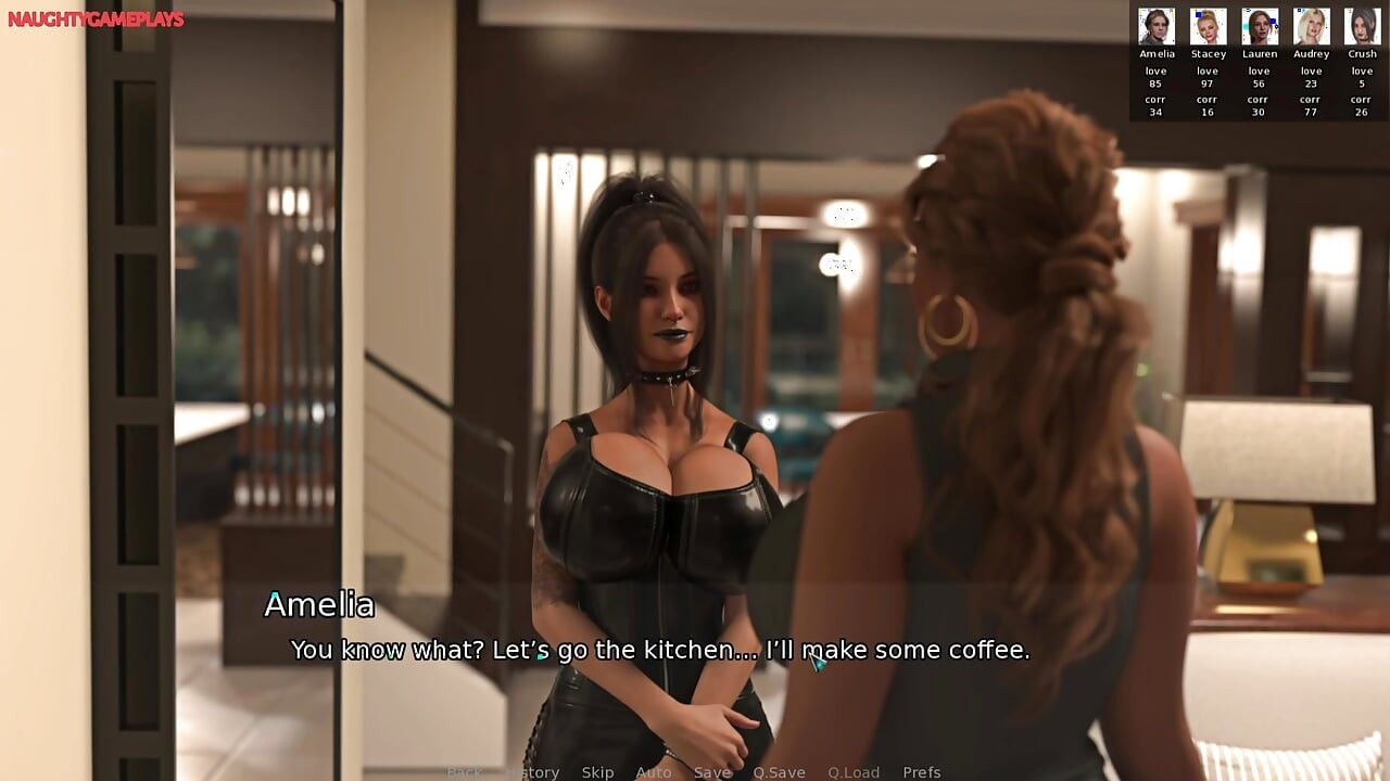 Chubby Goth With Huge Boobs Playing With Hot BBW MILF Landlady - Blacked House 10 3D Porn Game