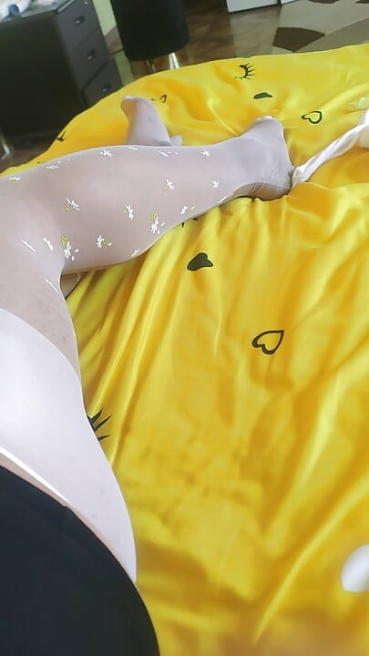 Feeling so hot in this white pantyhose