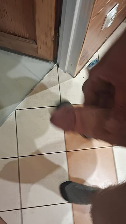 Walks at home with my monster cock