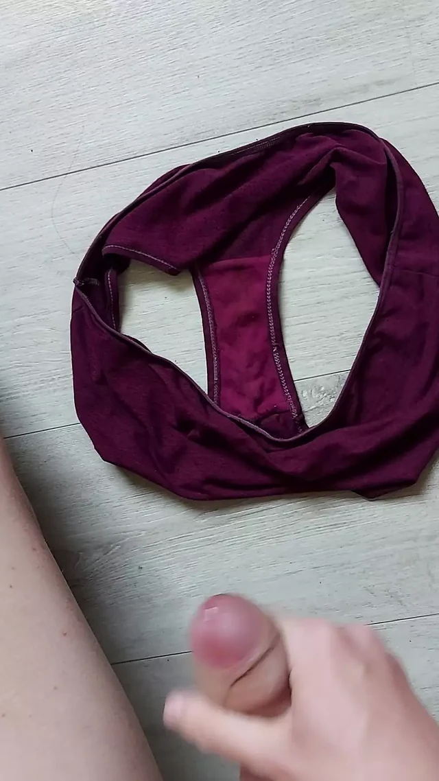 18 year old Femboy cums in big sisters slip