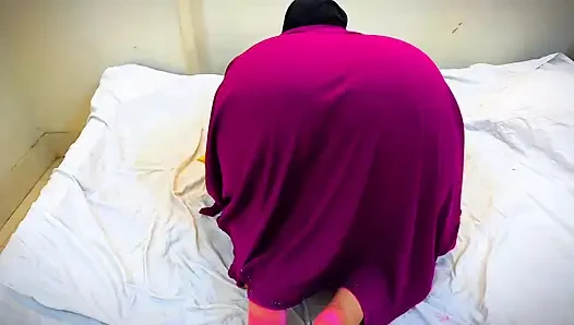 arabian Hijab girl inserts toy into chubby big ass hole, pleasure