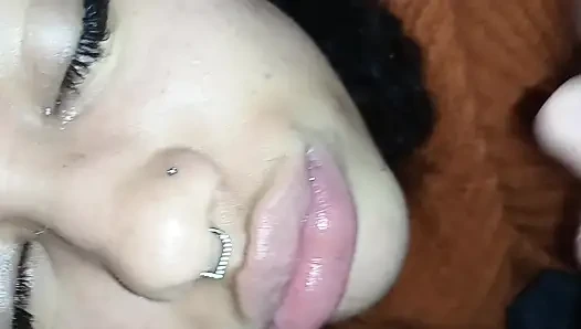 CUM FACIAL,SHE LOVES TO GET ALL THE CUCKOLD'S DELICIOUS AND HOT CUM