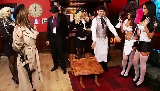Stunning Sluts Get Some Fuck Orgy Action in a Cafe