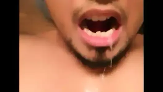 first attempt at eating own cum