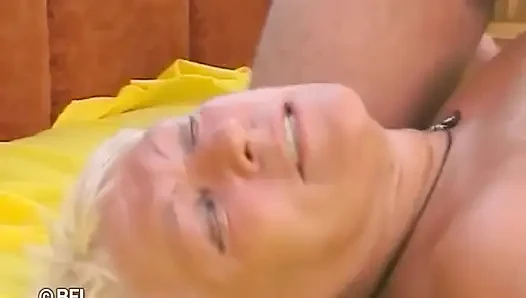 Blonde mature threeway