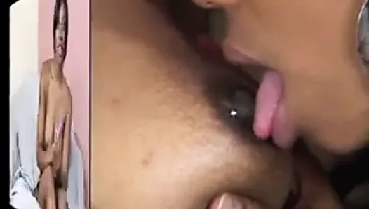 Ebony lesbian sluts lick cunt and dildo fuck