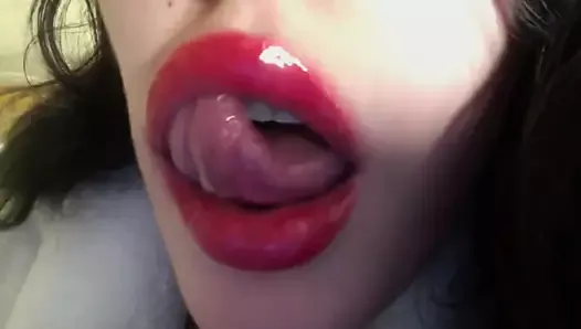 Sexy red glossy lips