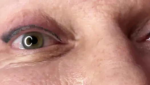 Milf extremely close up cumshot on eye orgasm
