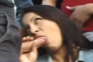 Hot Latino Milf gets gangbanged!