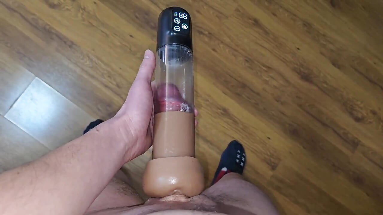 After Orgasm - Pumping My Cock in a Cum-filled Vacuum Pump