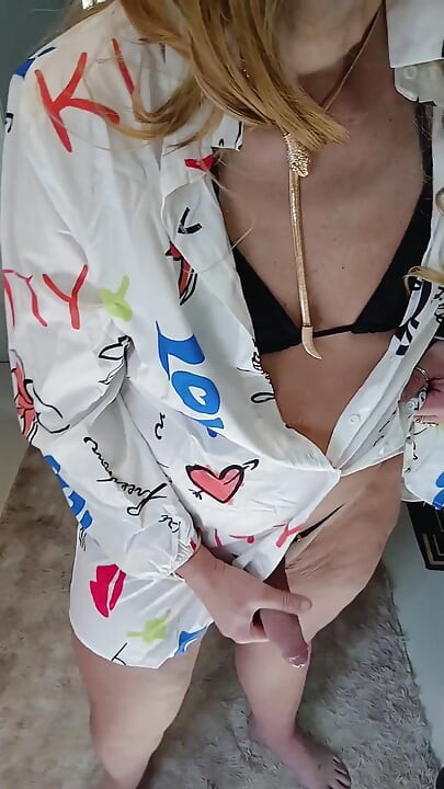 Wearing a Little Dress, Jerking off and Cumming in My Shorts