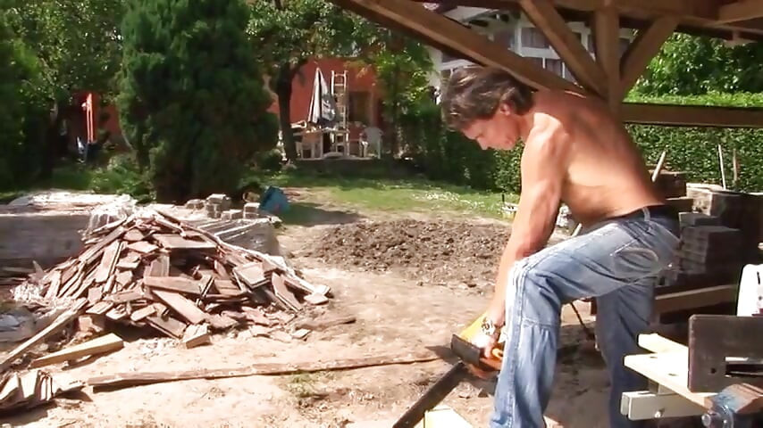 Brunette mature seduces young builder guy to fuck her