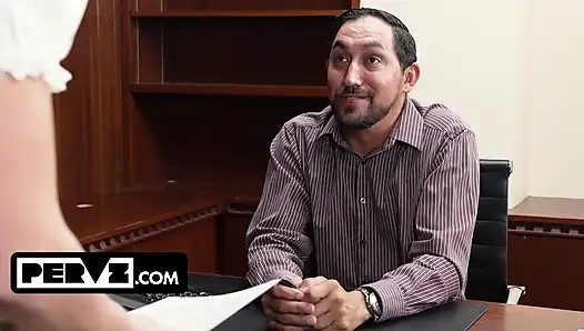 Desperate Student Katee V Earns Her Scholarship the Hard Way on Counselor's Desk