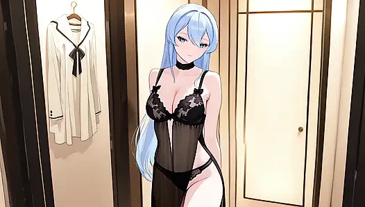 Esdeath datang untuk membeli pakaian dalam seksi baru dan bersenang-senang dengan dildo merah muda. Esdeath Hentai Cosplay