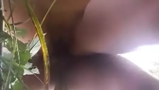 Outdoor sex fucking naked standing up and cum