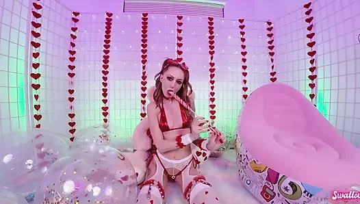 Geile rothaarige kendra cole gibt einen schlampigen valentines blowjob