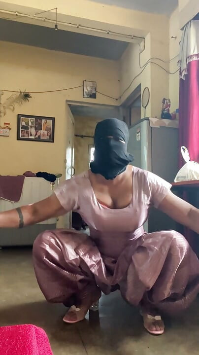 shiny silky satin suit salwar cross dresser indian bhabhi big tits