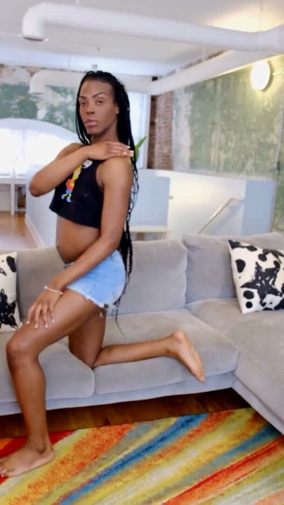 BLACK TGIRLS - Brat Is Teasing For You To Watch Her Playing | Clip 1