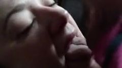 Thick cock stroking and cumming in her mouth