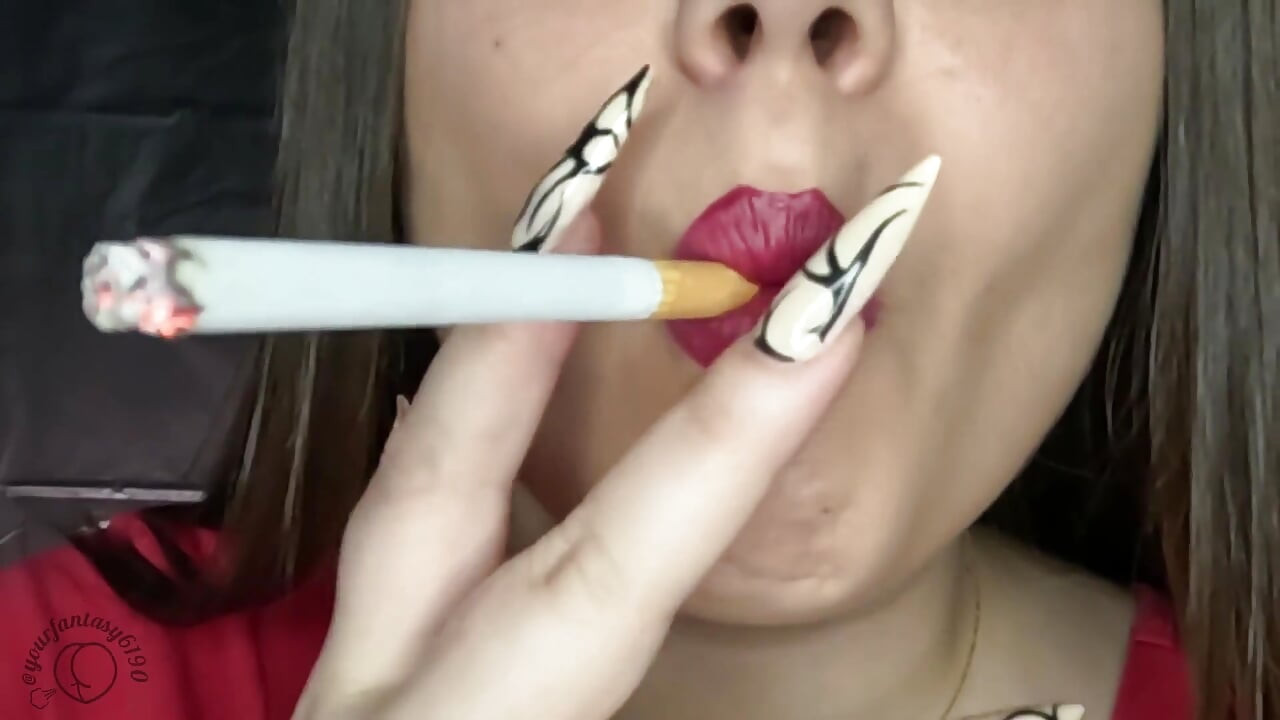Red Lipstick Smoking Big Puffy Cigarettes
