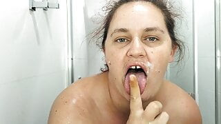 Sexywifedd shower fuck with blowjob pee and huge facial