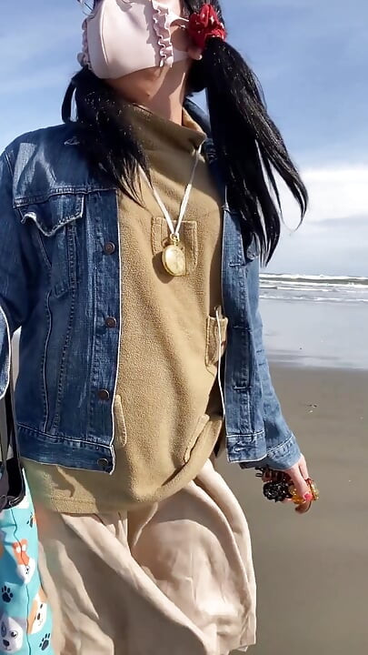 No.130 Tack's Pussy Exposed on a Beach Walk, Cradled by the Sound of Waves