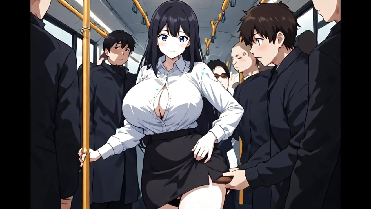 Anime public bus threesome sex