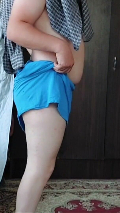 Boy to girl shemale blue skirt white legs | Clip 1