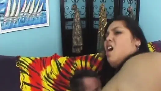 Latin chubbette enjoys her tight pussy fucked hard by a huge pole