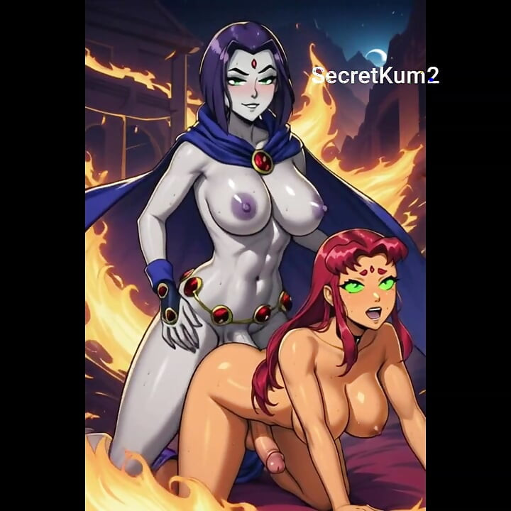 Shemale Demon Raven got pounded by Starfire Tamaraian Huge cock, Alien fucking Ai Generated