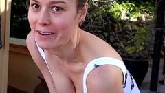 Brie Larson cleavage in white swimsuit