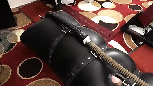 Inflatable Latex Bondage Sack with Bubbler Breath Play with Sounding Cumshot