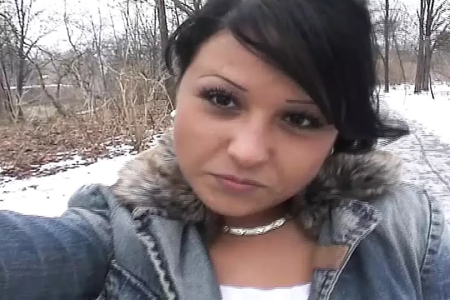 Dark haired German whore stuffing her hand deep inside her muff