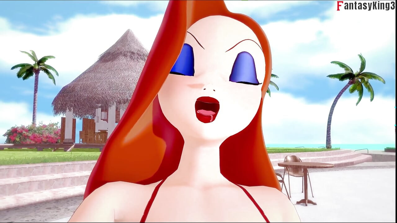 Jessica rabbit trägt einen bikini, pOV-sex