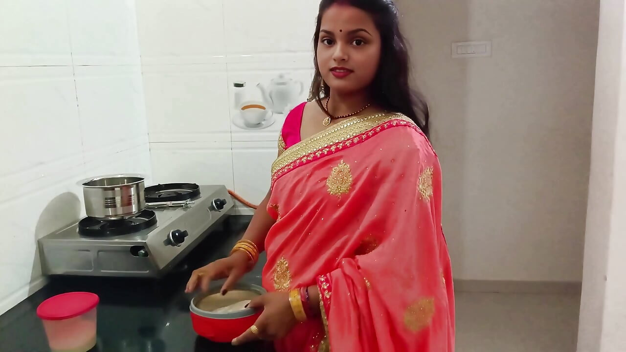 Rhea, the newlywed bride, was making pudding in the kitchen when the brother-in-law grabbed her from behind and had sex.