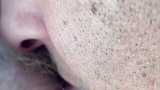 Eating wife’s hairy blonde pussy