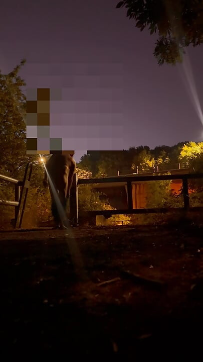 Undressing in view of traffic and walking naked in the road