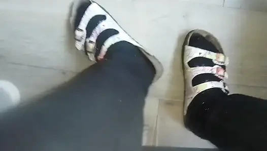 Worn-out Birkenstock shoes