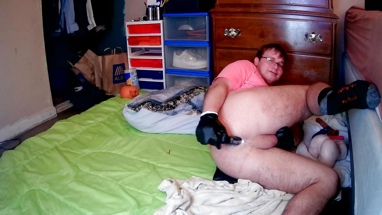 Creamy strokes with curvy black dildo