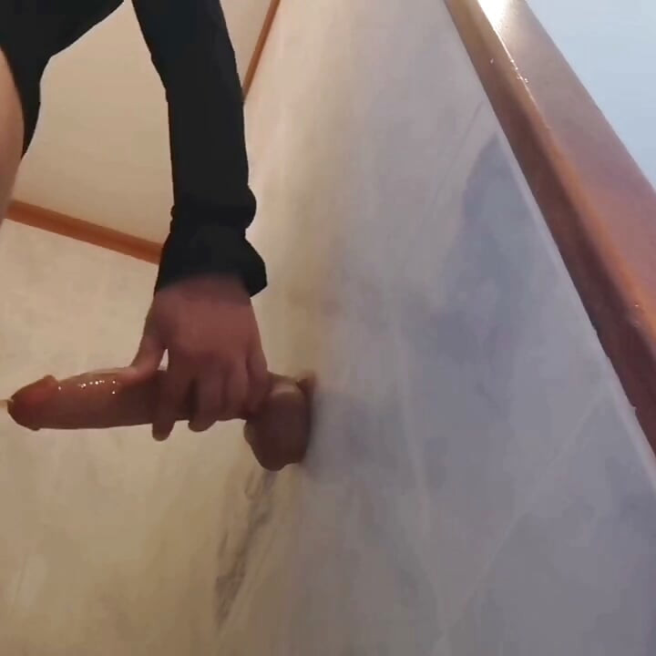 Playing with big anal toy