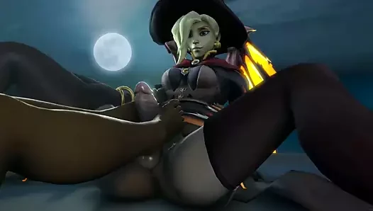 Pharah Giving Futa Mercy A Foot Job (Version 2) -Arhoangel