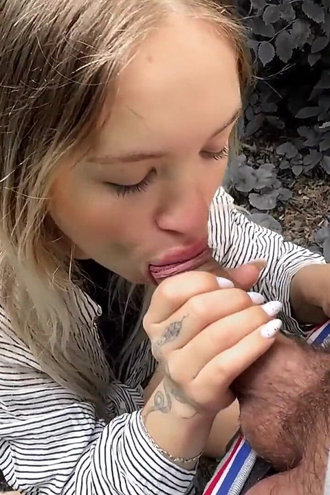 Young Sucked Client's Cock and He Covered Her Whole Face with Cum!