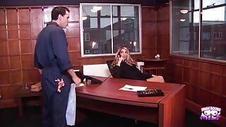 Hot Blonde Boss Seduces Her Handyman and Has Wild Sex in the Office